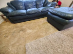 Green Leather sofa & ottoman
