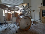 80's Remo Rototoms (10 & 12") with stand, dbl tom holder and mini bone