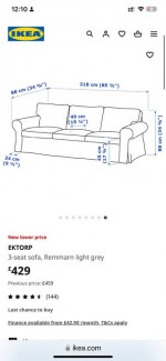 Ikea Ektorp sofa, 3 layer covered, extra cover