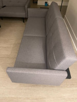 Sofa Bed with Buttonless Tufting and Removable Arms, Gray - Like New