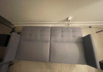 Sofa Bed with Buttonless Tufting and Removable Arms, Gray - Like New