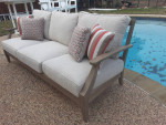 Patio Sofa 3 Cushion Teak Finish