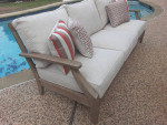 Patio Sofa 3 Cushion Teak Finish