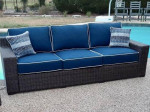 Large Resin Wicker Patio Sofa w/ Swivel Rocker Chair