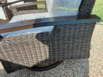 Large Resin Wicker Patio Sofa w/ Swivel Rocker Chair