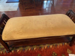 Sectional sofa with matching bench and 3 nesting glass table