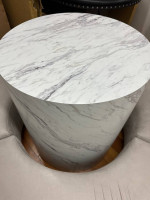 Custom Circle Sofa and Round Marble Centerpiece Table