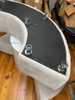 Custom Circle Sofa and Round Marble Centerpiece Table