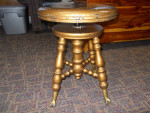 Antique Adjustable Piano Stool w/Glass Ball and Claw Feet