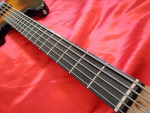 2012 Squier Deluxe Active V Sunburst Jazz Bass Guitar.