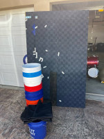 PORTABLE carpeted drum riser