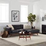 Mid century modern leather sectional chaise sofa couch article cb2
