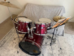 Drum Acoustic Complete Upgraded Set w/ Stands Cymbals Evans Heads Etc