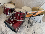 Drum Acoustic Complete Upgraded Set w/ Stands Cymbals Evans Heads Etc