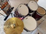 Drum Acoustic Complete Upgraded Set w/ Stands Cymbals Evans Heads Etc