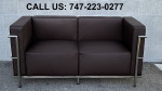 NEW LEATHER CORBUSIER STYLE LOVESEAT SOFA LC3