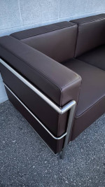 NEW LEATHER CORBUSIER STYLE LOVESEAT SOFA LC3