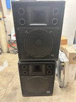 Mackie PA amp, mixer, and 15” EV speakers