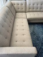 corner sectional sofa, upholstered and tufted