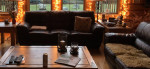 leather couches, sofa, ottoman