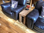 leather couches, sofa, ottoman