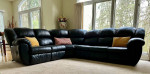 Leather Sectional Sofa (black) with recliners, hide a bed
