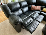 Leather Sectional Sofa (black) with recliners, hide a bed