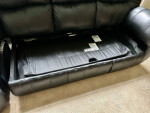 Leather Sectional Sofa (black) with recliners, hide a bed