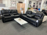 Power reclining sofa and loveseat