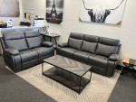 Power reclining sofa and loveseat