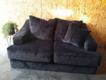 MCM Modern Curved Arm NAVY Blue Velvet Fabric Sofa Loveseat