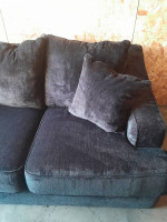 MCM Modern Curved Arm NAVY Blue Velvet Fabric Sofa Loveseat