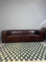 Castle Top Grain Leather Sofa (Delivery Available)