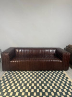 Castle Top Grain Leather Sofa (Delivery Available)