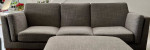 Modern Low-Profile Sofa (Gray fabric, Walnut legs and frame)