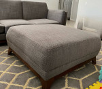 Modern Low-Profile Sofa (Gray fabric, Walnut legs and frame)