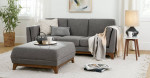 Modern Low-Profile Sofa (Gray fabric, Walnut legs and frame)