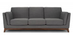 Modern Low-Profile Sofa (Gray fabric, Walnut legs and frame)