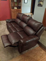 Ashley Brown Leather Sofa Recliner Couch