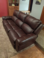 Ashley Brown Leather Sofa Recliner Couch