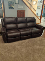 Ashley Brown Leather Sofa Recliner Couch