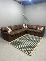 A. Rudin Designer Full Grain Leather Sectional Sofa (Delivery Available)