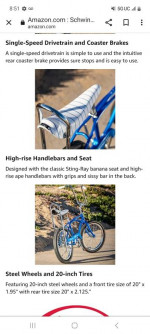 Reproduction Blue Classic Schwinn Sting-Ray Bike – NEW IN BOX!