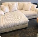 Gorgeous Ivory Plush Corduroy Chaise Sofa Sectional.  New!