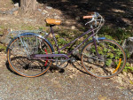 WOMAN'S DARK METALLIC PURPLE VINTAGE ROSS THREE SPEED BICYCLE CHROME
