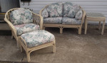 BenchCraft sunroom patio furniture set Bamboo sofa chair ottoman table