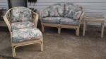 BenchCraft sunroom patio furniture set Bamboo sofa chair ottoman table