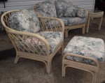 BenchCraft sunroom patio furniture set Bamboo sofa chair ottoman table