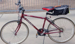 Marble red Tange chromoly steel framed commuter bicycle