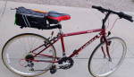 Marble red Tange chromoly steel framed commuter bicycle